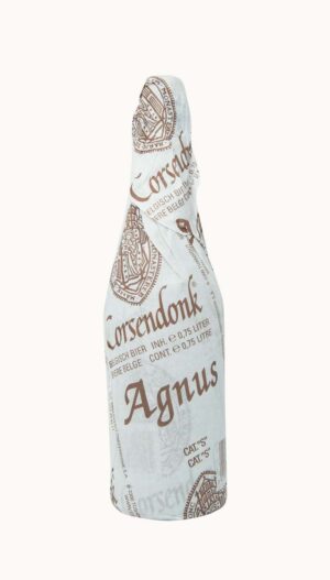 Una bottiglia di birra artigianale belga Corsendonk Agnus dei
