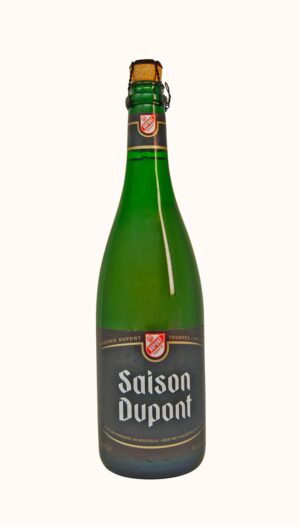 Una bottiglia di birra artigianale belga Saison Dupont