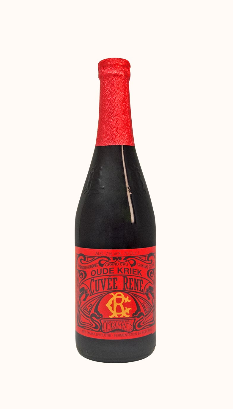 Una bottiglia di birra artigianale belga Oude Kriek Cuvée René