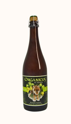 Una bottiglia di birra artigianale belga Lupulus Organicus
