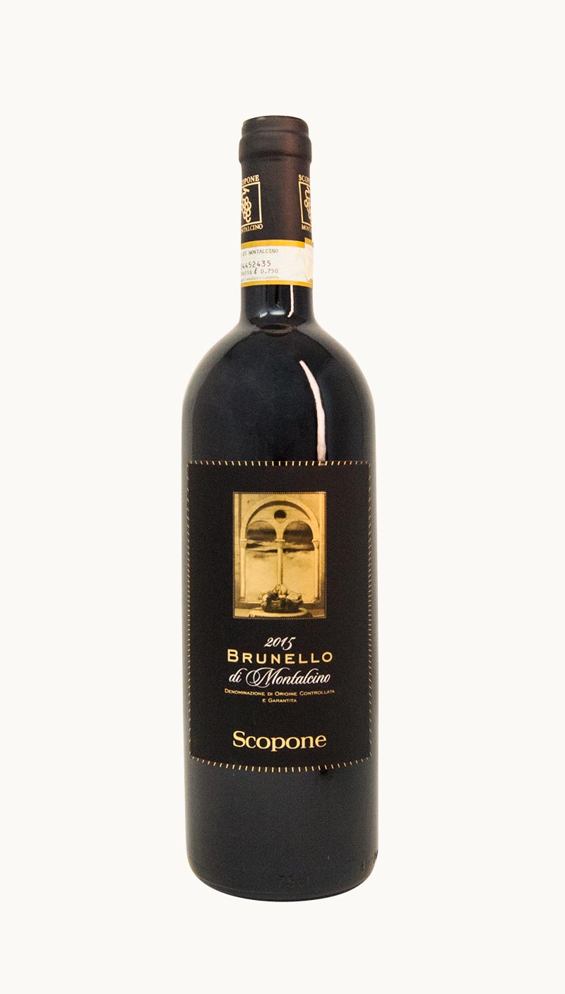 Una bottiglia di Brunello di Montalcino DOCG 2015 dell'azienda agricola Scopone
