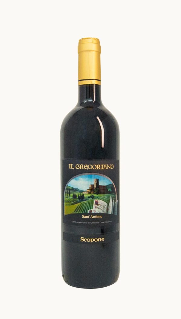 Una bottiglia di vino Sant'Antimo DOC Il Gregoriano dell'azienda agricola Scopone