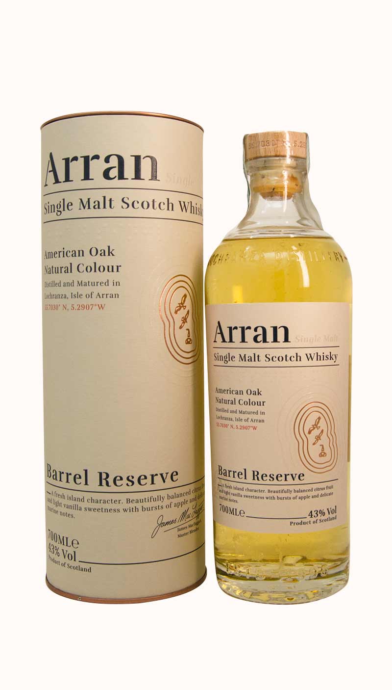 Una bottiglia di whisky single malt Arran Barrel Reserve prodotto dalla distilleria Arran