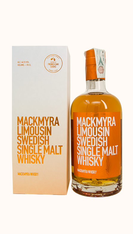 Una bottiglia di whisky Single Malt Limousin prodotto dalla distilleria Mackmyra